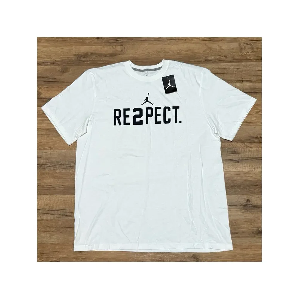 2013 Air Jordan RE2PECT Derek Jeter White Black Short Sleeve 708586-100 Shirt